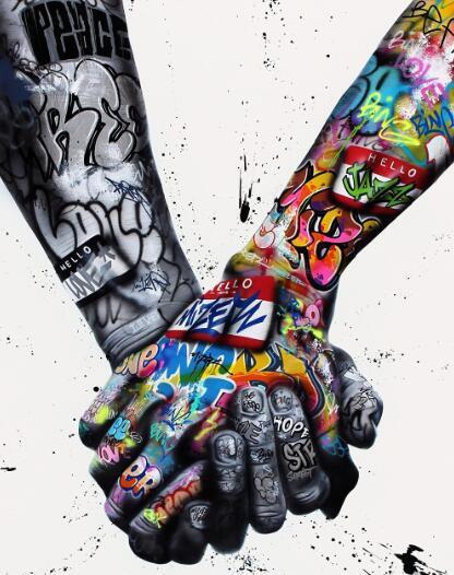 Graffiti Street Art Victory Gesture Decorative Canvas Painting