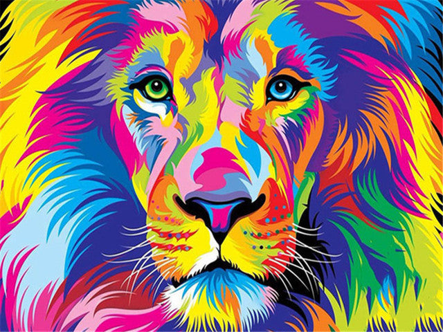 Animal Diamond Painting Lion Tiger Cat Dog Complete Cross  Kit