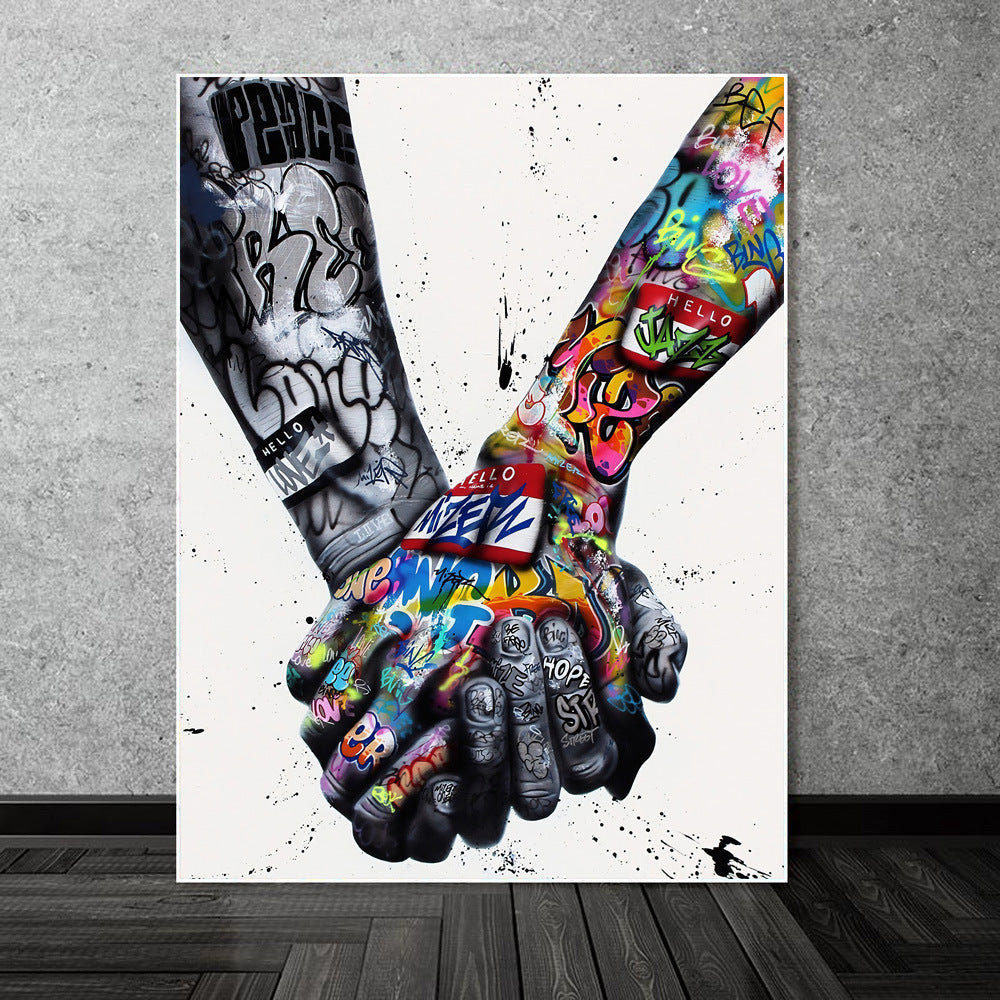 Graffiti Street Art Victory Gesture Decorative Canvas Painting