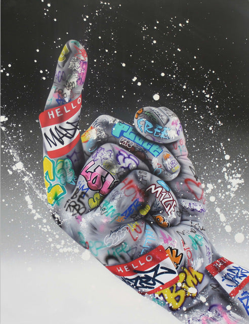 Graffiti Street Art Victory Gesture Decorative Canvas Painting