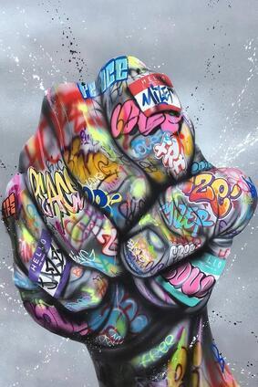 Graffiti Street Art Victory Gesture Decorative Canvas Painting