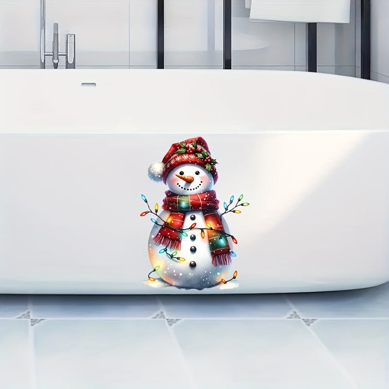 Snowman Christmas Light Bathroom Waterproof Stickers
