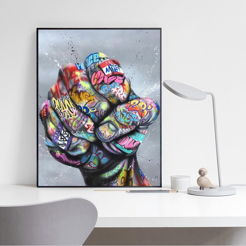 Graffiti Street Art Victory Gesture Decorative Canvas Painting