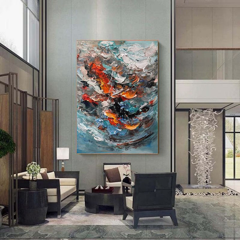 Large Colorful 3D Texture Handmade Oil Painting Original Abstract For Living Room Contemporary Home Decor Scandinavian Art