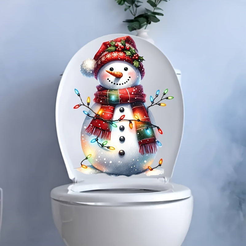 Snowman Christmas Light Bathroom Waterproof Stickers
