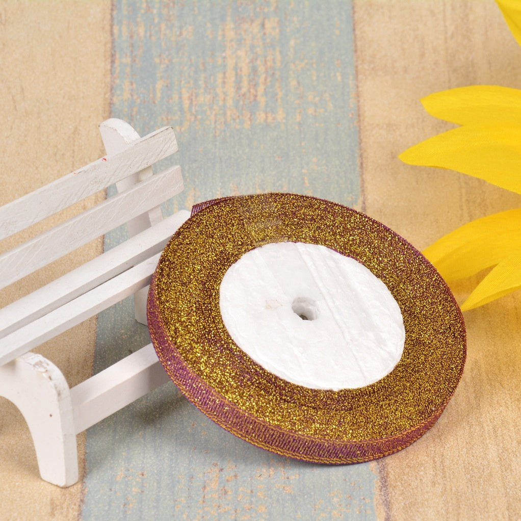 Bow Gold Silk Silver Polyester Ribbon