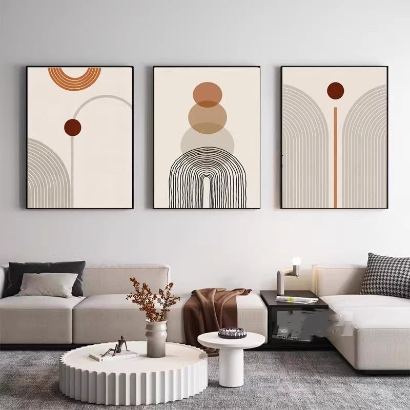 Modern Minimalist Living Room Morandi Abstract Sofa Background Wall Three-piece Painting