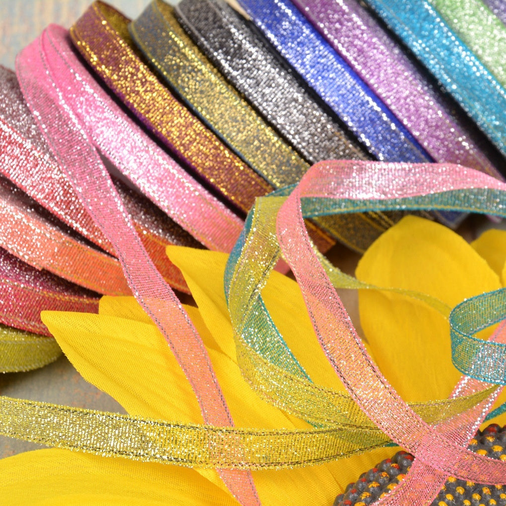Bow Gold Silk Silver Polyester Ribbon