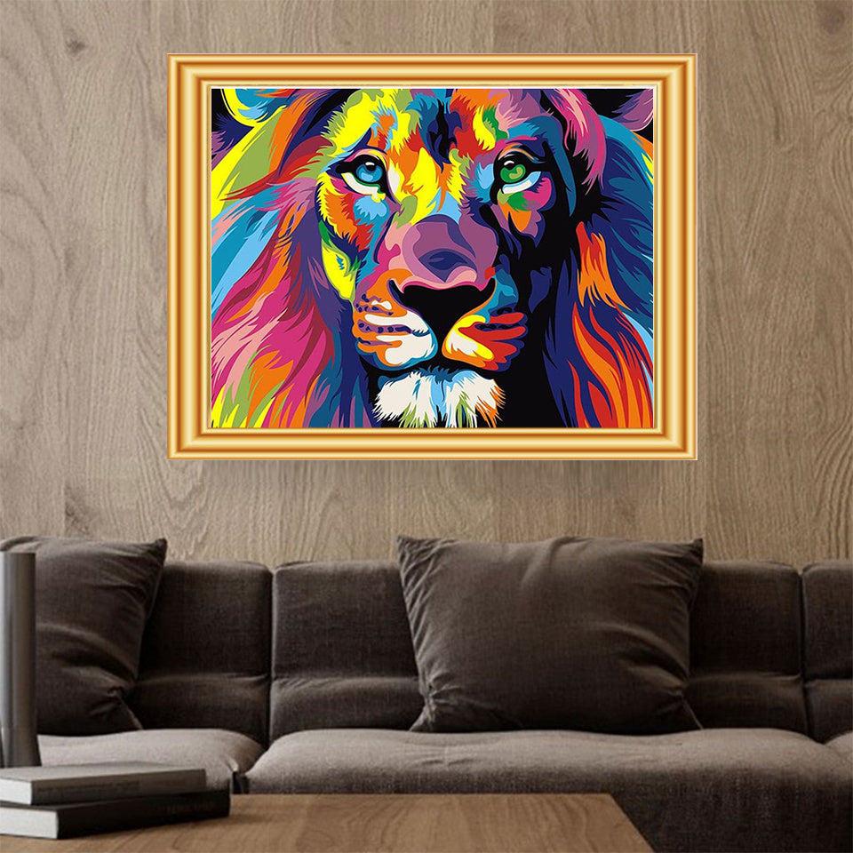 Animal Diamond Painting Lion Tiger Cat Dog Complete Cross  Kit
