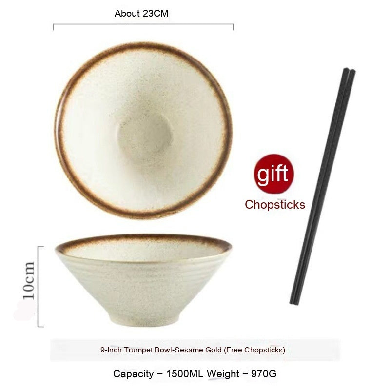 Frosted Tableware Bright Noodles Household Large Bowl Plate Ceramic