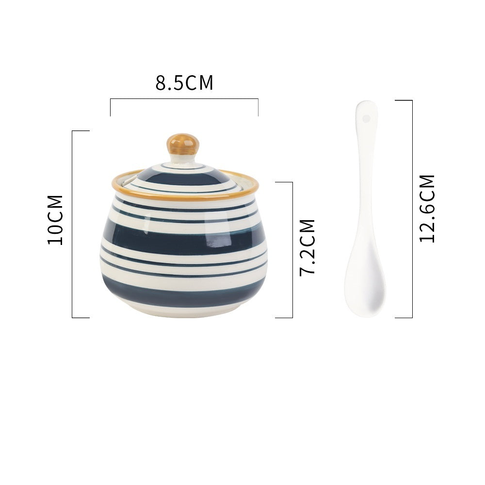 Household Kitchen Condiment Pot Ceramic Suit