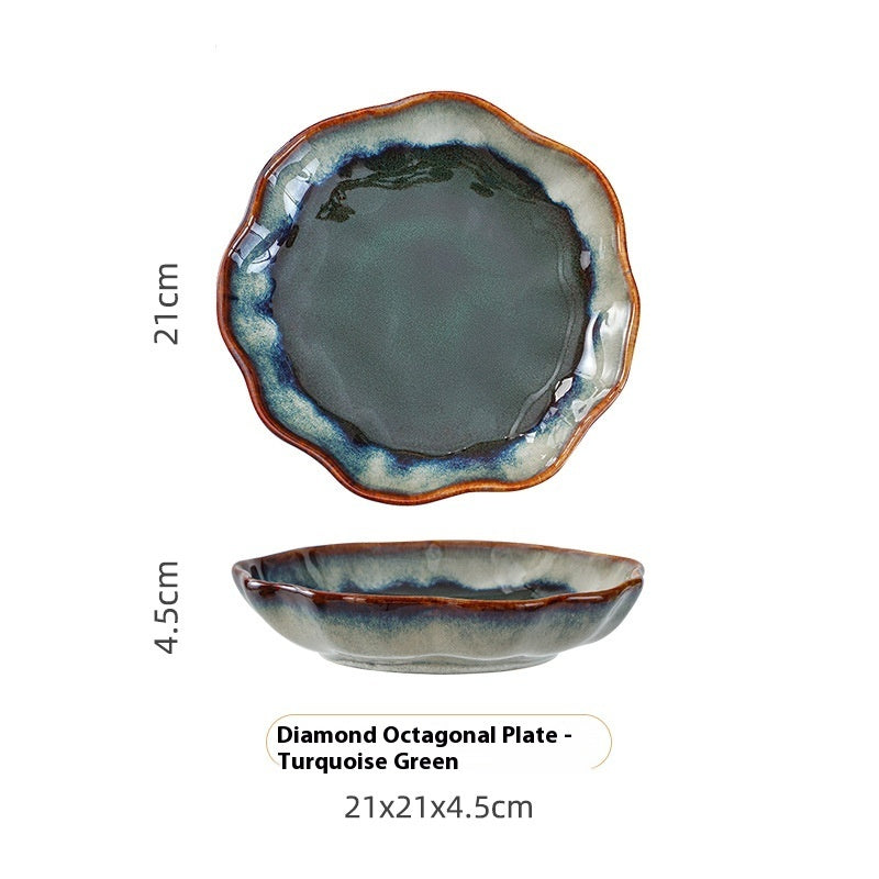 Household Bowl Dish & Plate Ceramic Fambe Tableware