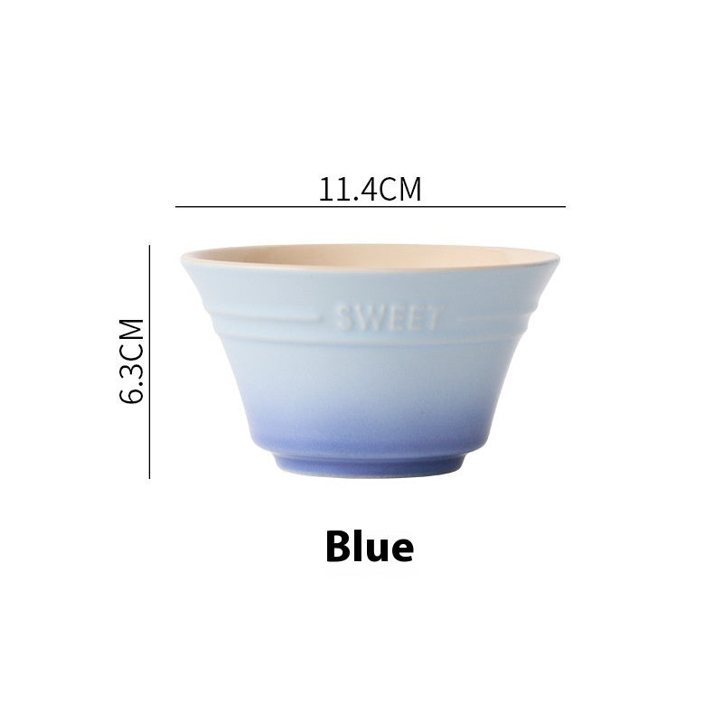 Colorful Gradient Ceramic 45-inch Bamboo Hat Rice Bowl Creative Home