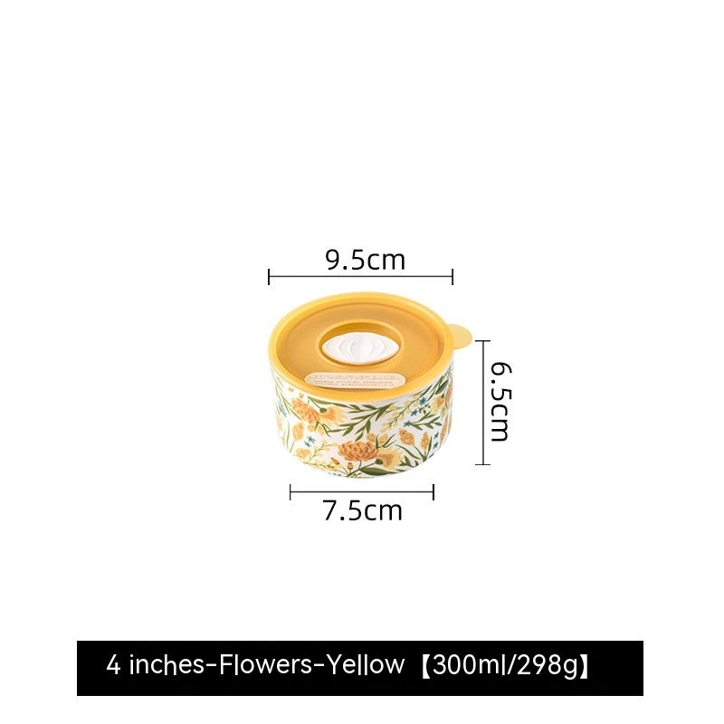 Portable With Cover Ceramic Bowl Microwave Oven Dedicated For Heating Bento Box Refrigerator Sealed Crisper