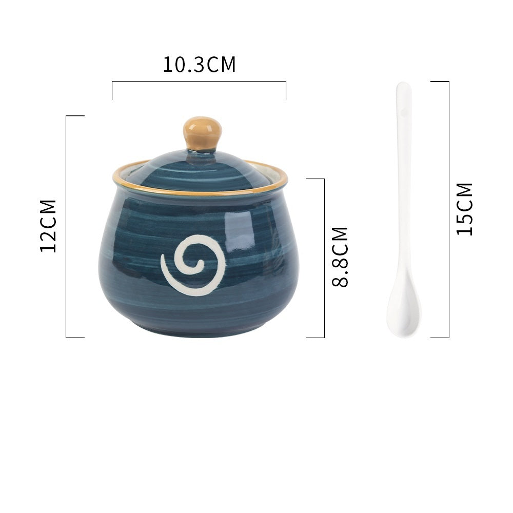 Household Kitchen Condiment Pot Ceramic Suit