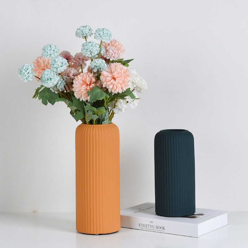 Modern Minimalist Ceramic Vase Morandi Wide Mouth Dry Desktop TV Cabinet Flower Arrangement Decoration