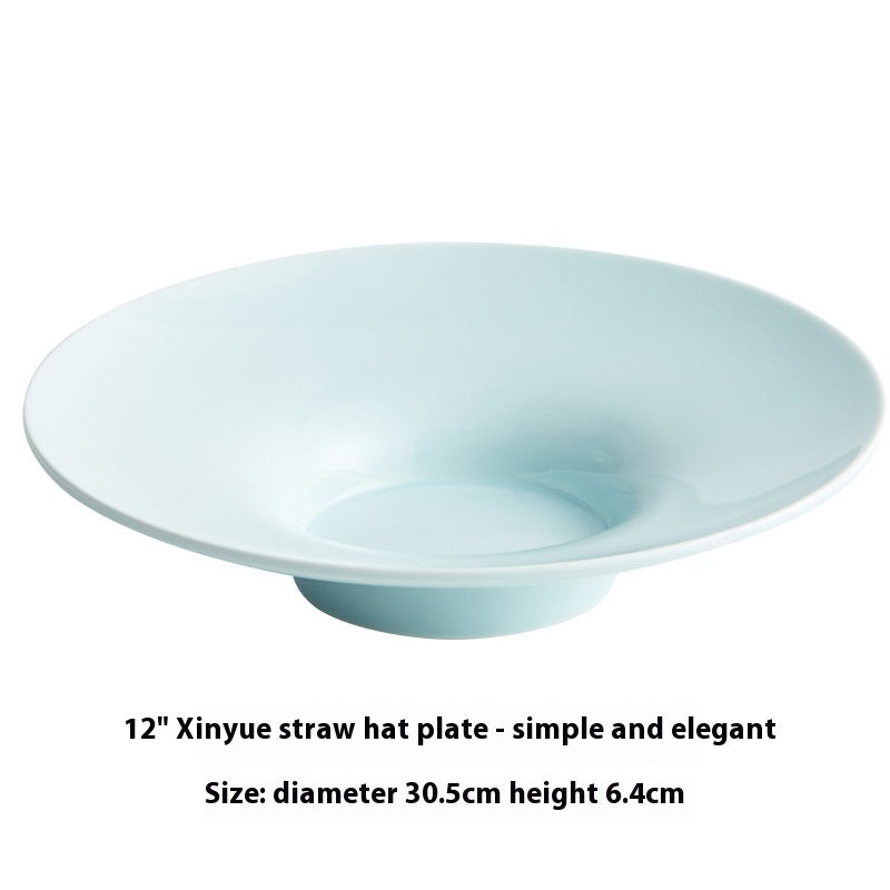 Creative Ceramic Straw Hat Plate Japanese Italian Pasta Dish