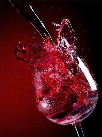 Red Wine Glass Mosaic Rhinestone Cross  Wall Art
