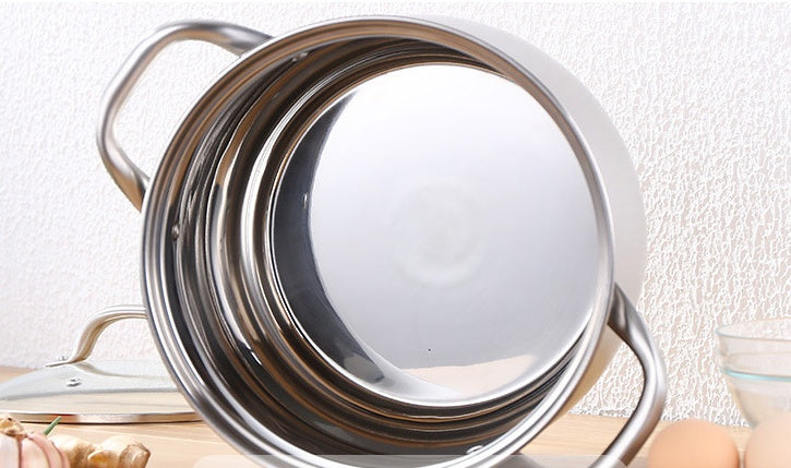 Household 304 Stainless Steel Soup Pot, Extra-high with Double Bottom and Thick Stew Pot Cookware Kitchen Pots Hot Pot 2.5-9L