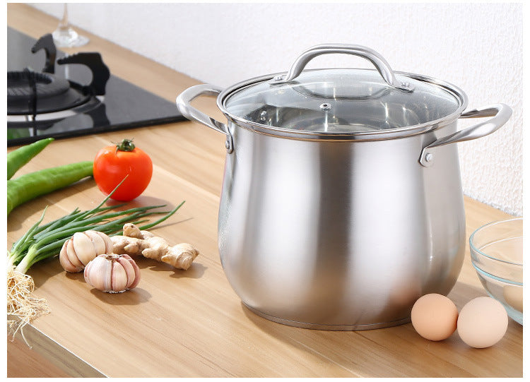 Household 304 Stainless Steel Soup Pot, Extra-high with Double Bottom and Thick Stew Pot Cookware Kitchen Pots Hot Pot 2.5-9L