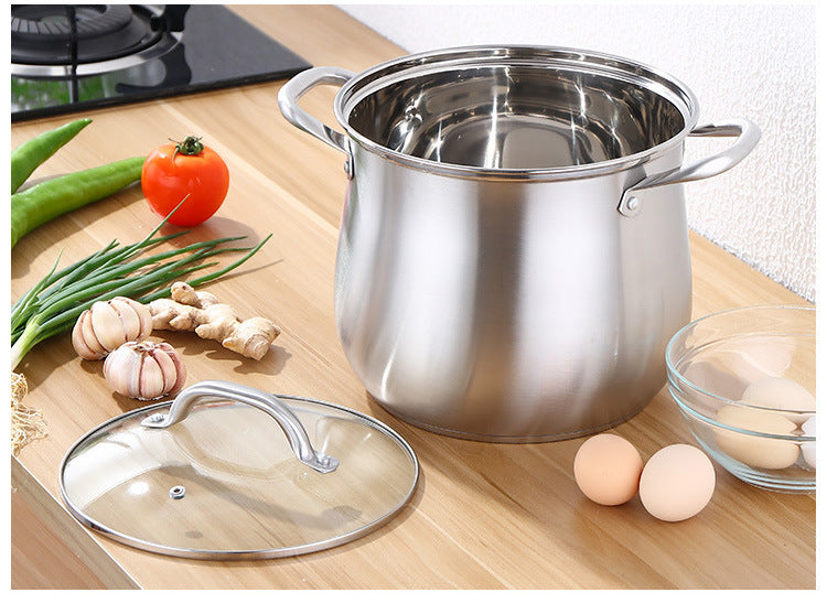 Household 304 Stainless Steel Soup Pot, Extra-high with Double Bottom and Thick Stew Pot Cookware Kitchen Pots Hot Pot 2.5-9L