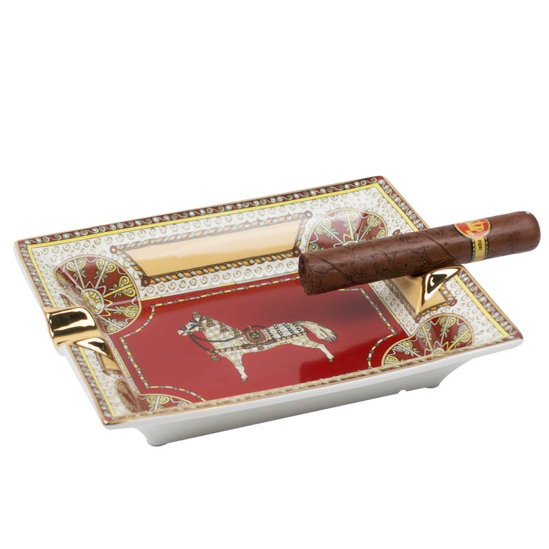 Large Capacity Two-slot War Horse Ashtray