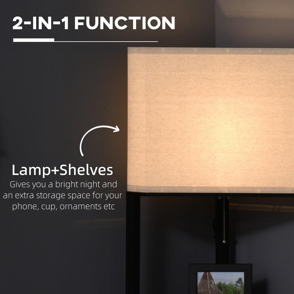 Lampada da terra angolare con ripiani, lampada da terra alta e moderna con interruttore a catena per soggiorno, camera da letto, lampadina non inclusa, nero