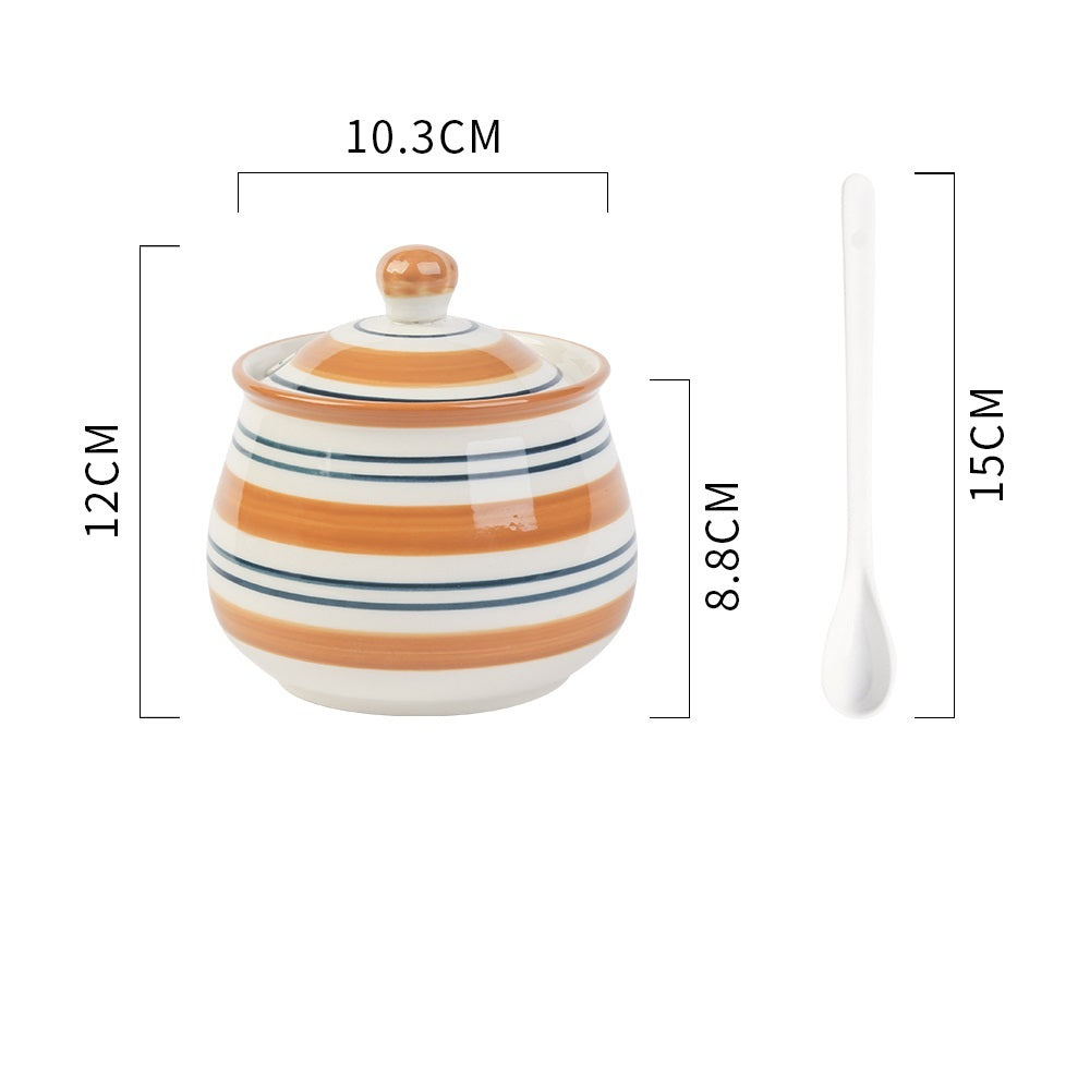 Household Kitchen Condiment Pot Ceramic Suit