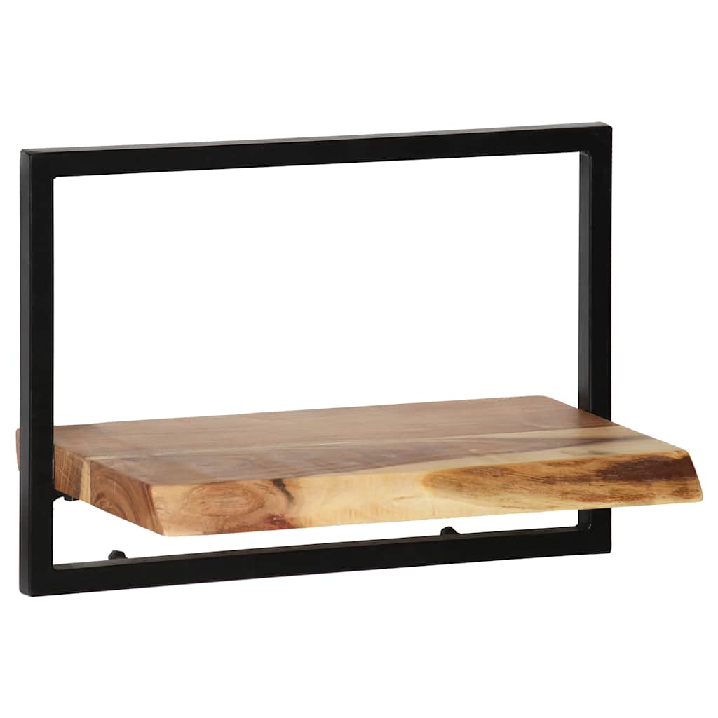 set di mensole da parete, 5 pezzi, legno massello di acacia e mensole da parete