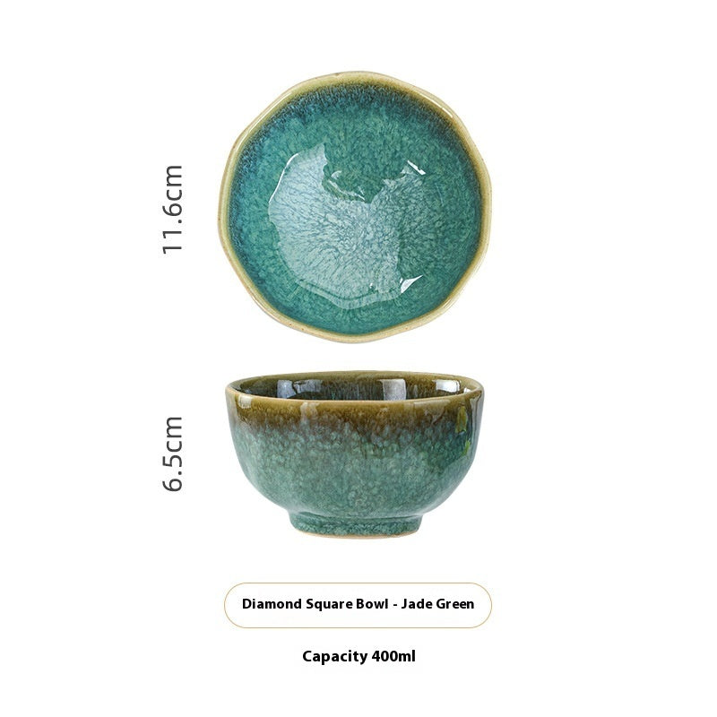 Household Bowl Dish & Plate Ceramic Fambe Tableware