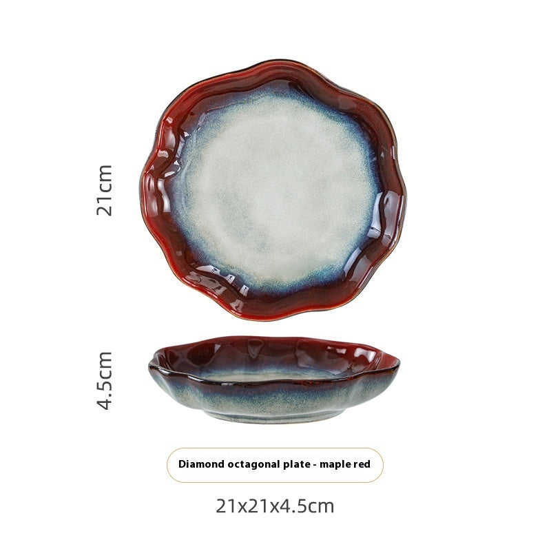 Household Bowl Dish & Plate Ceramic Fambe Tableware