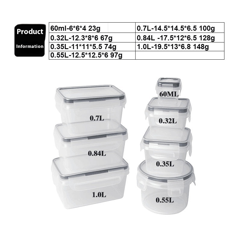 24-piece Kitchen Refrigerator Crisper Microwave Heat-resistant Plastic Lunch Box