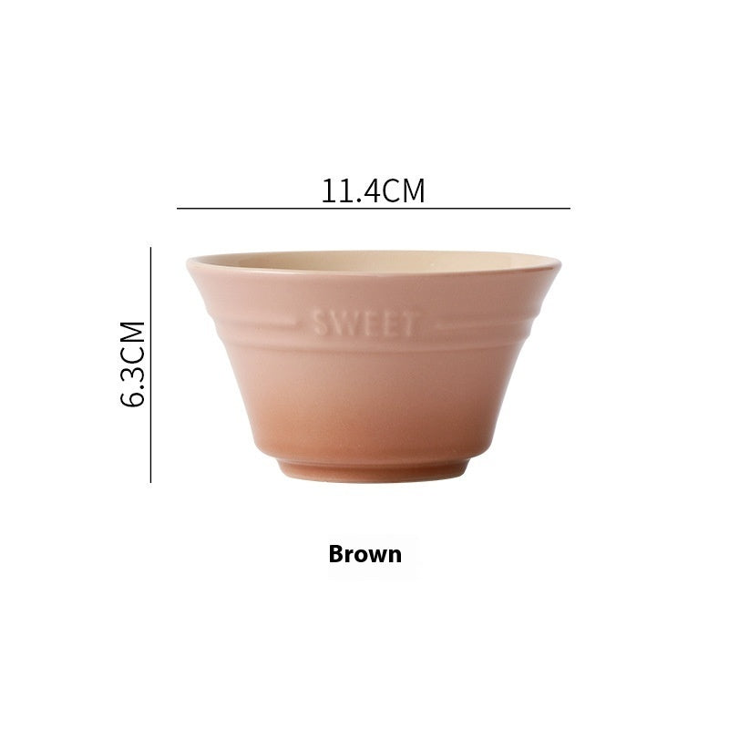 Colorful Gradient Ceramic 45-inch Bamboo Hat Rice Bowl Creative Home