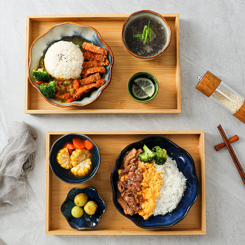 Household Bowl Dish & Plate Ceramic Fambe Tableware