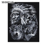 5D DIY Diamond Embroidery Indian Feathers & Black Wolves Diamond Painting Cross Stitch Drill Mosaic Decoration