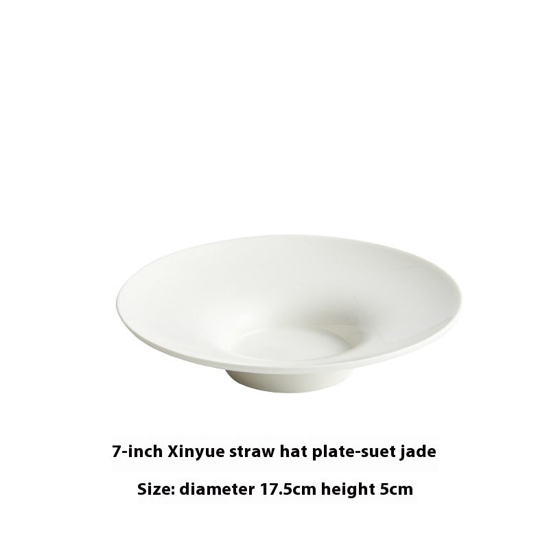 Creative Ceramic Straw Hat Plate Japanese Italian Pasta Dish