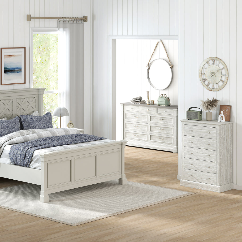 Cassettiera in stile rustico da 31" di larghezza con 5 cassetti, cassettiera per camera da letto con piano in legno per soggiorno, rovere sporco