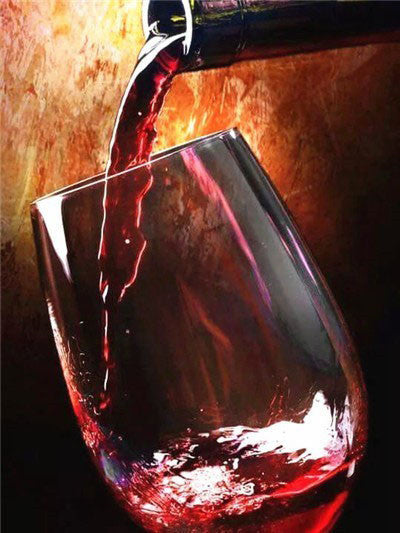 Red Wine Glass Mosaic Rhinestone Cross  Wall Art