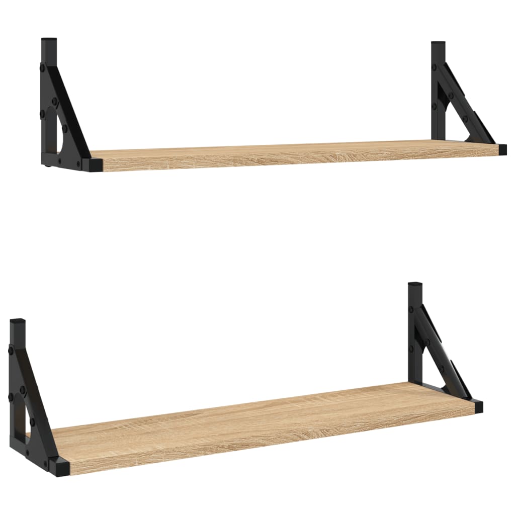 Mensole da parete, 2 pezzi, rovere Sonoma, 60x15x15,5 cm