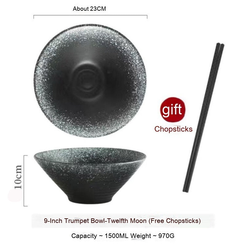 Frosted Tableware Bright Noodles Household Large Bowl Plate Ceramic