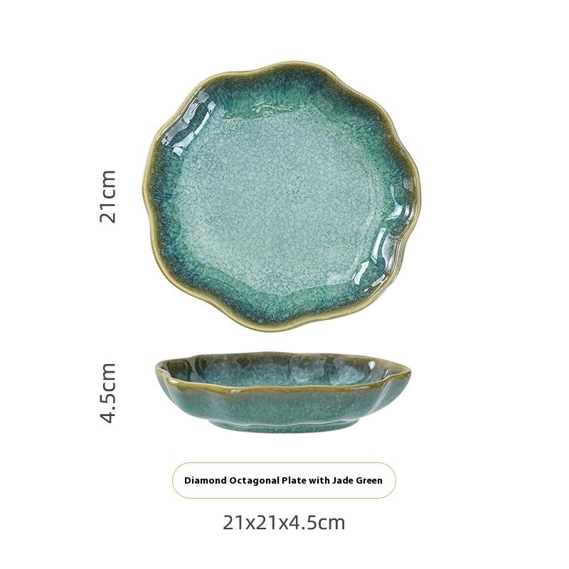 Household Bowl Dish & Plate Ceramic Fambe Tableware