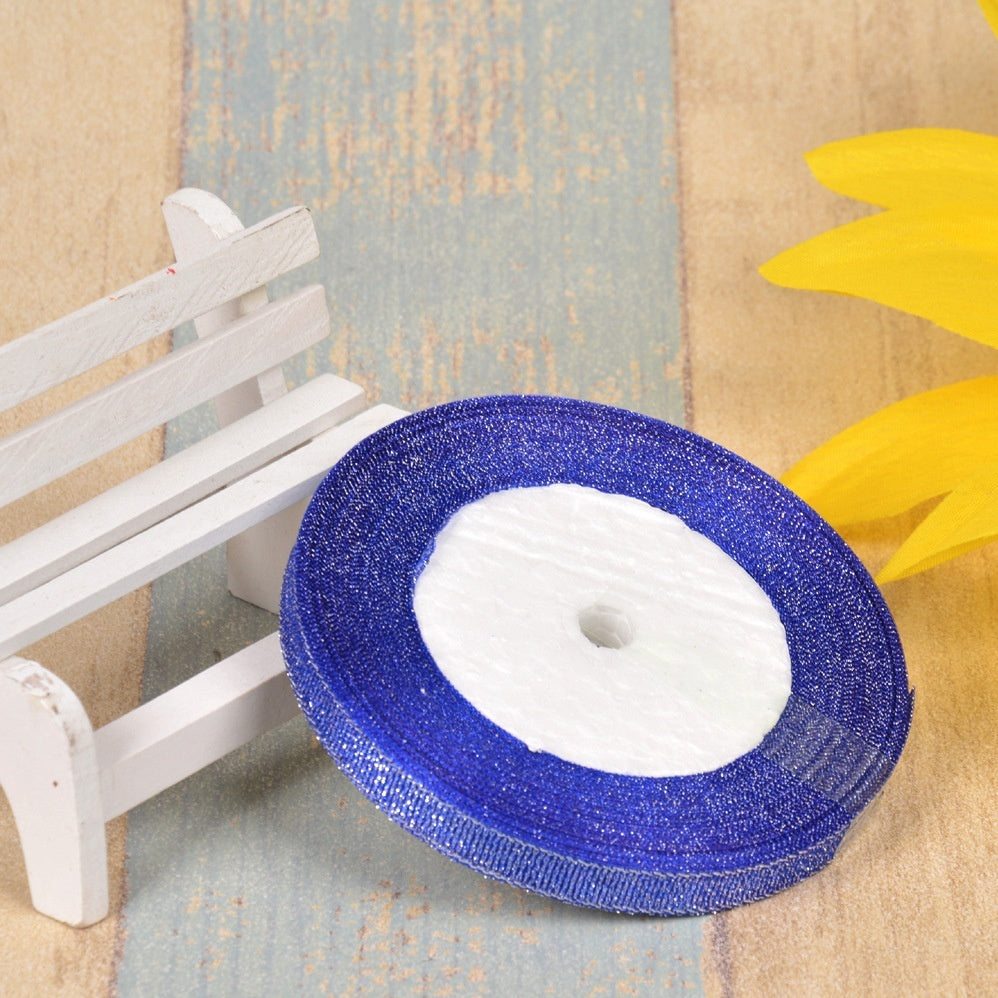 Bow Gold Silk Silver Polyester Ribbon