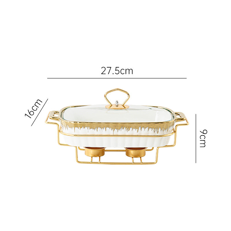 Household Creative Double-ear Square Casserole With Lid