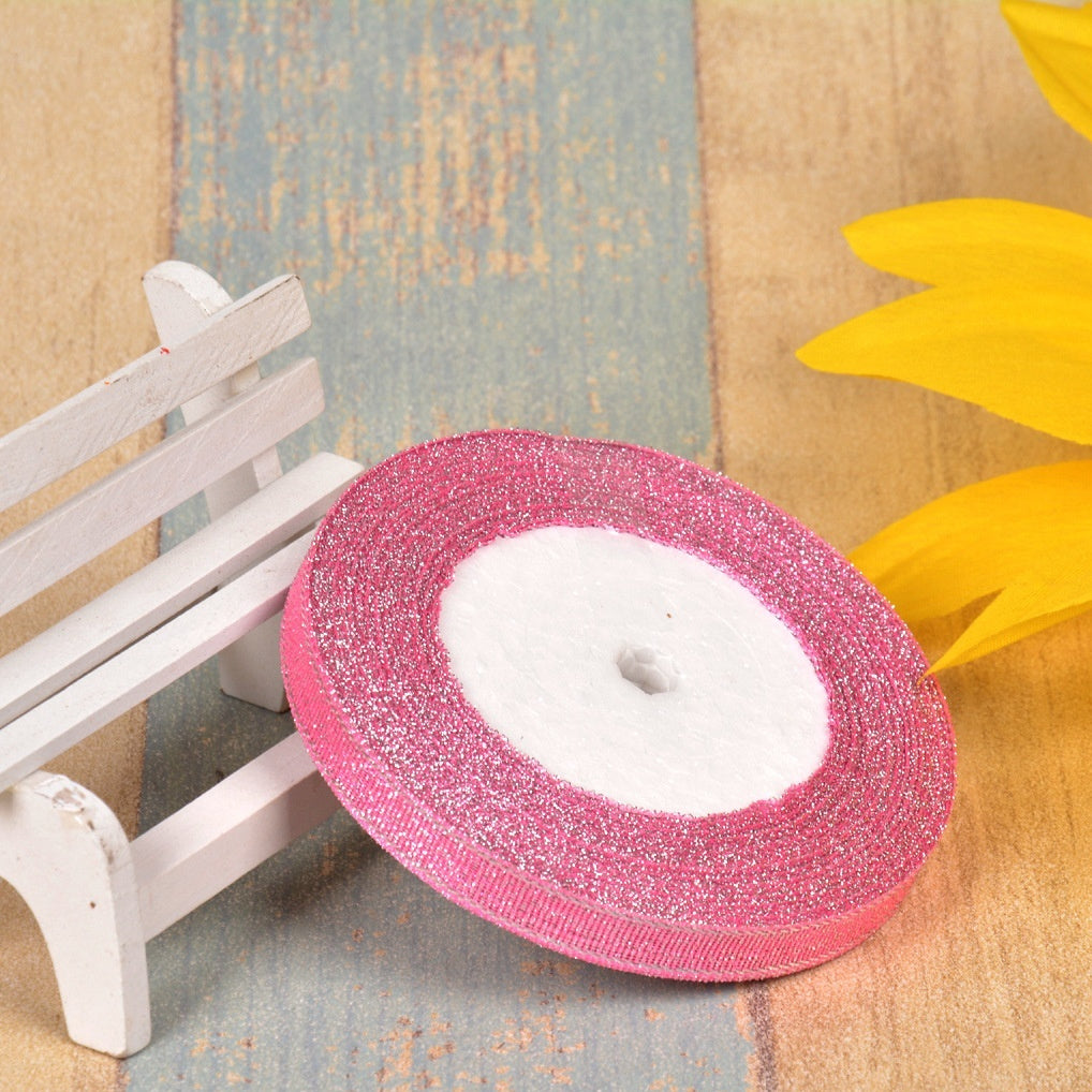 Bow Gold Silk Silver Polyester Ribbon