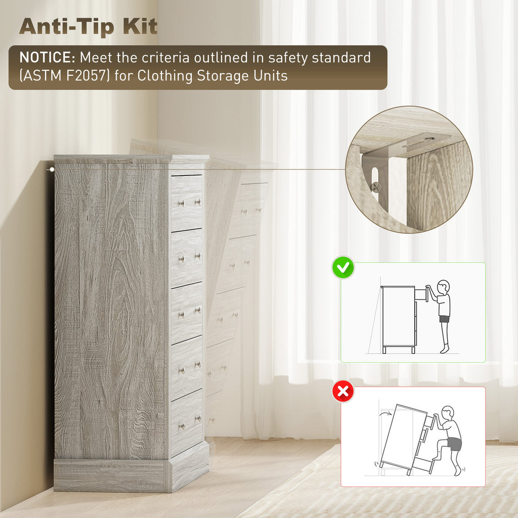 Cassettiera in stile rustico da 31" di larghezza con 5 cassetti, cassettiera per camera da letto con piano in legno per soggiorno, rovere sporco