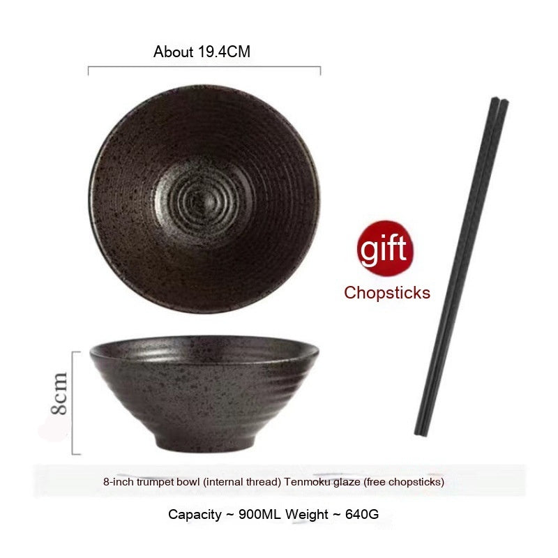 Frosted Tableware Bright Noodles Household Large Bowl Plate Ceramic