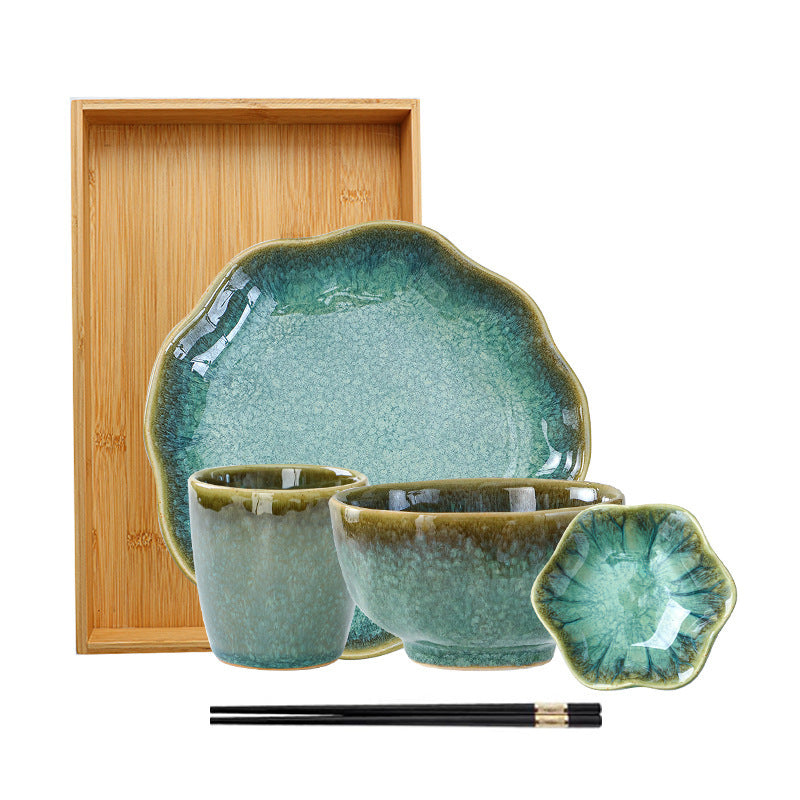 Household Bowl Dish & Plate Ceramic Fambe Tableware