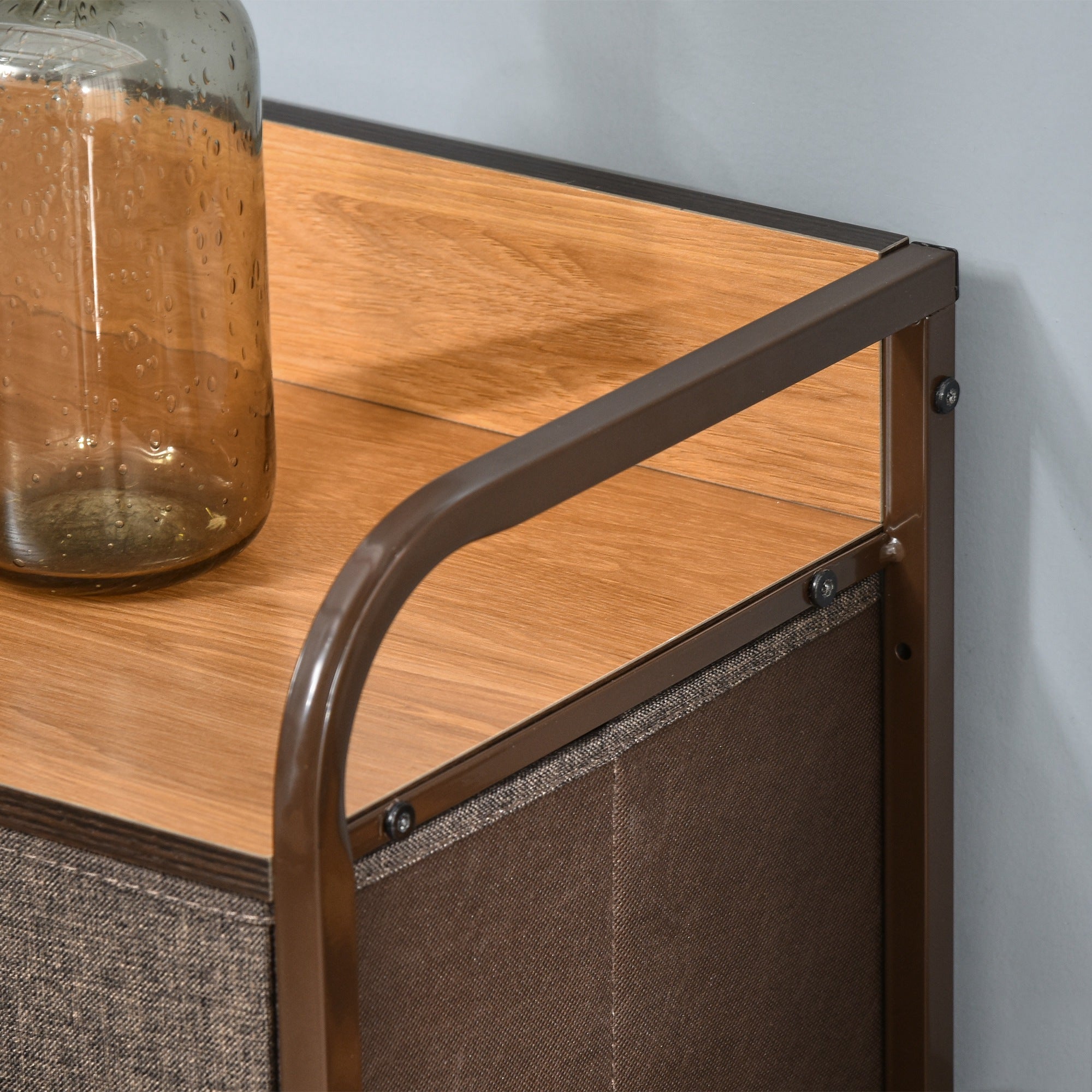 3-Tier Storage Organizer for Bedroom Entryway, 7-Drawer Dresser with Steel Frame for Bedroom, Maple Wood