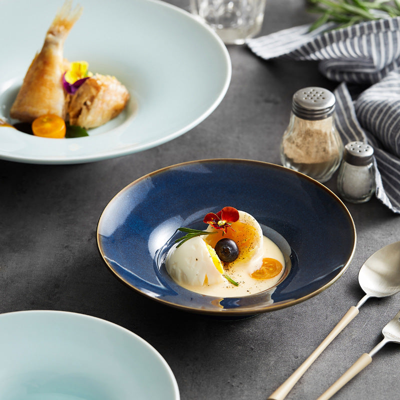 Creative Ceramic Straw Hat Plate Japanese Italian Pasta Dish