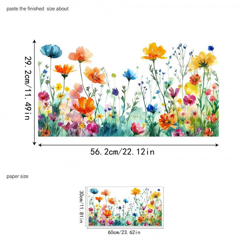 Flowers, Plants And Flowers Combination Glass Paster Decorative Sticker